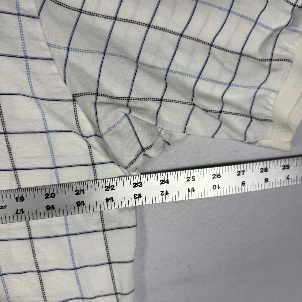 Vintage Polo Ralph Lauren White Blue Grid Polo Golf Shirt XL Made in Canada Mens